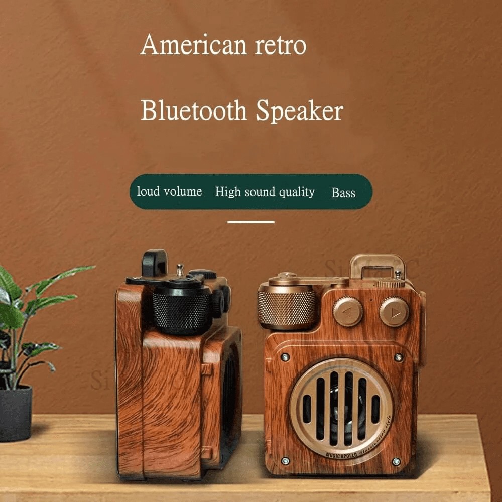 penerima radio wayarles radio retro gaya vintaj kayu
