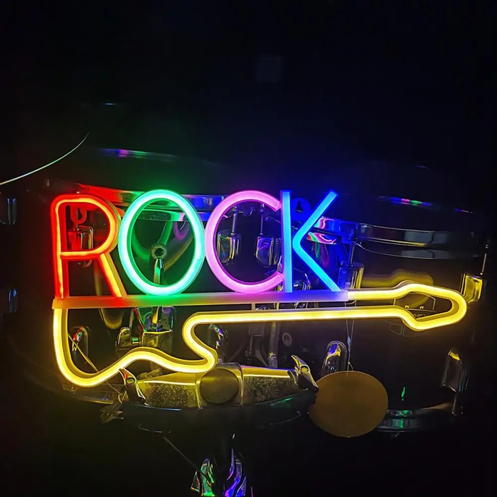 tanda logo neon yang dipimpin bercahaya - gitar rock