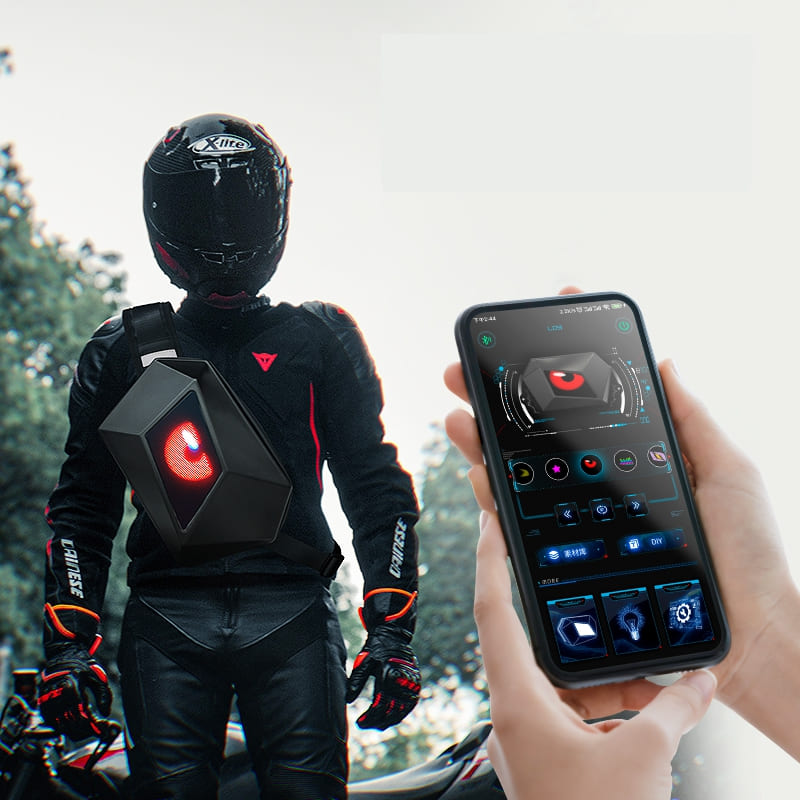 beg galas dengan paparan untuk motosikal dengan poket LED yang menyala, beg badan