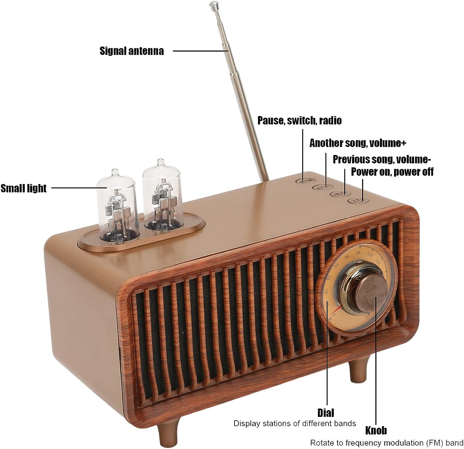 Pemain radio vintaj retro pelbagai fungsi
