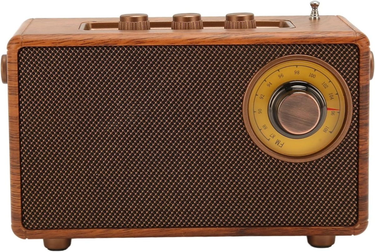 radio retro gaya lama diperbuat daripada kayu mini vintaj kecil