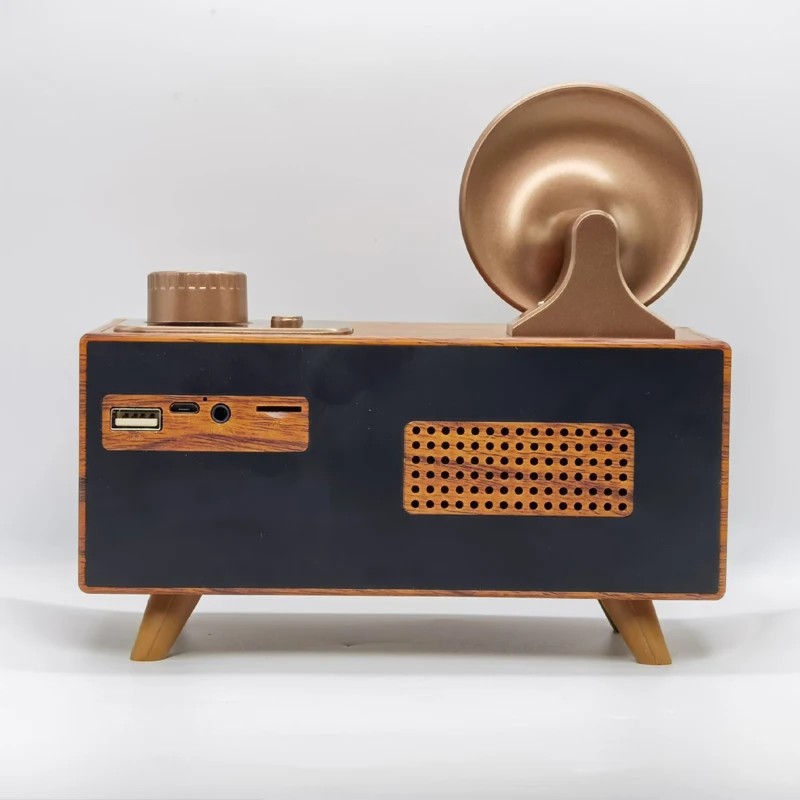 mini radio lama reka bentuk gaya vintaj retro kayu kecil