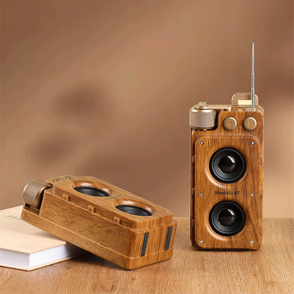 radio kayu vintaj retro mudah alih kecil