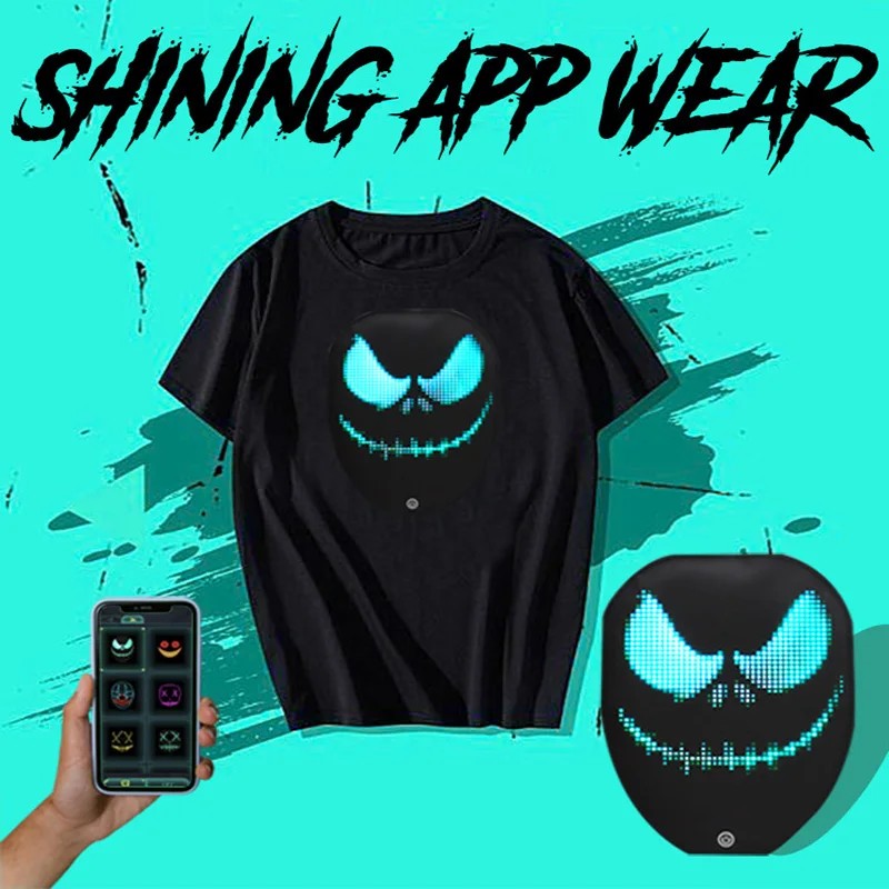 Baju LED boleh atur cara dengan paparan untuk telefon pintar aplikasi mudah alih