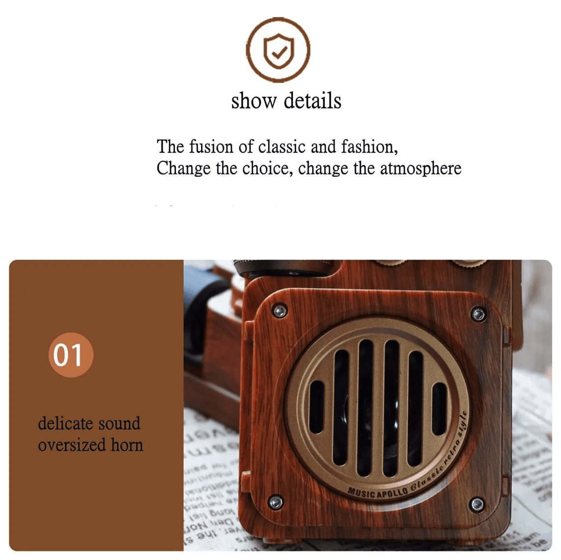 radio diperbuat daripada reka bentuk penerima retro vintaj kayu