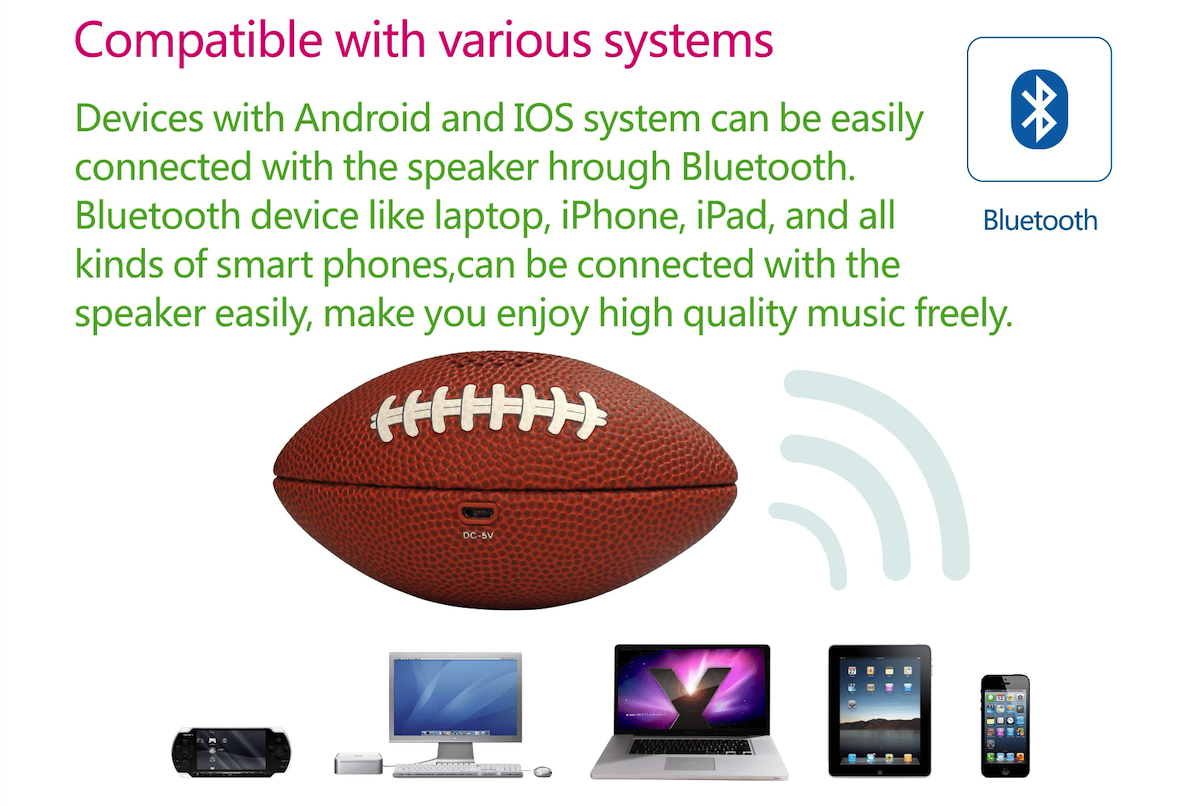 american football ball mini pembesar suara mudah alih untuk telefon bimbit ke PC